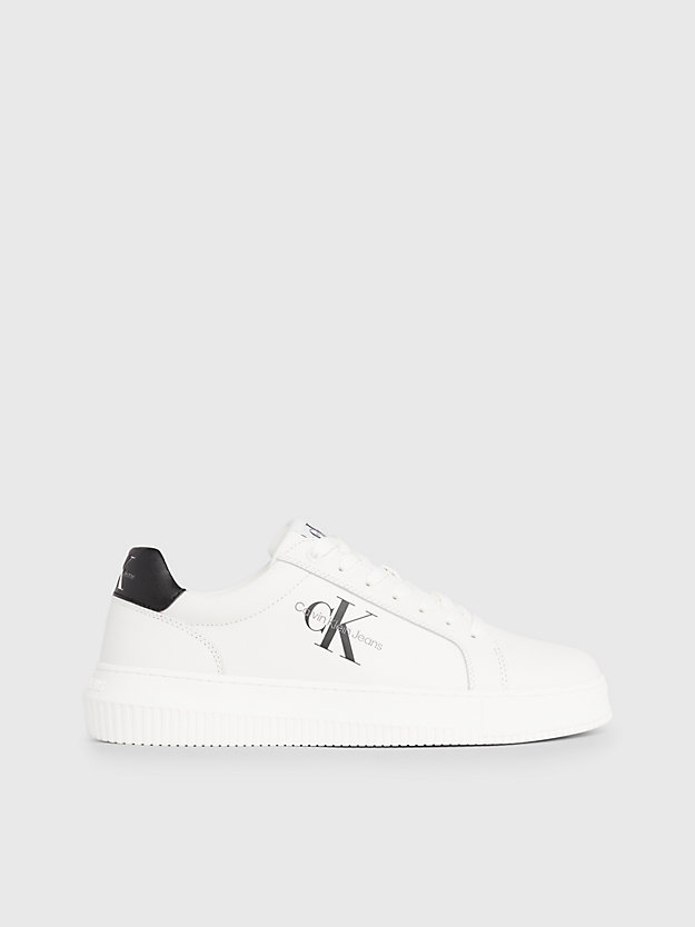 white / black leather trainers for men calvin klein jeans