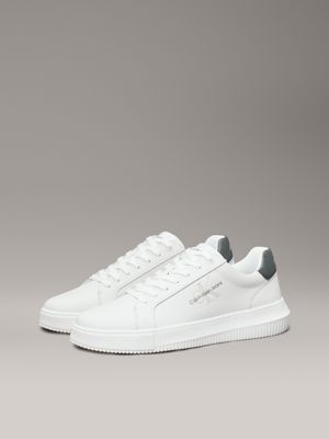 bright white/green palm leather trainers for men calvin klein jeans