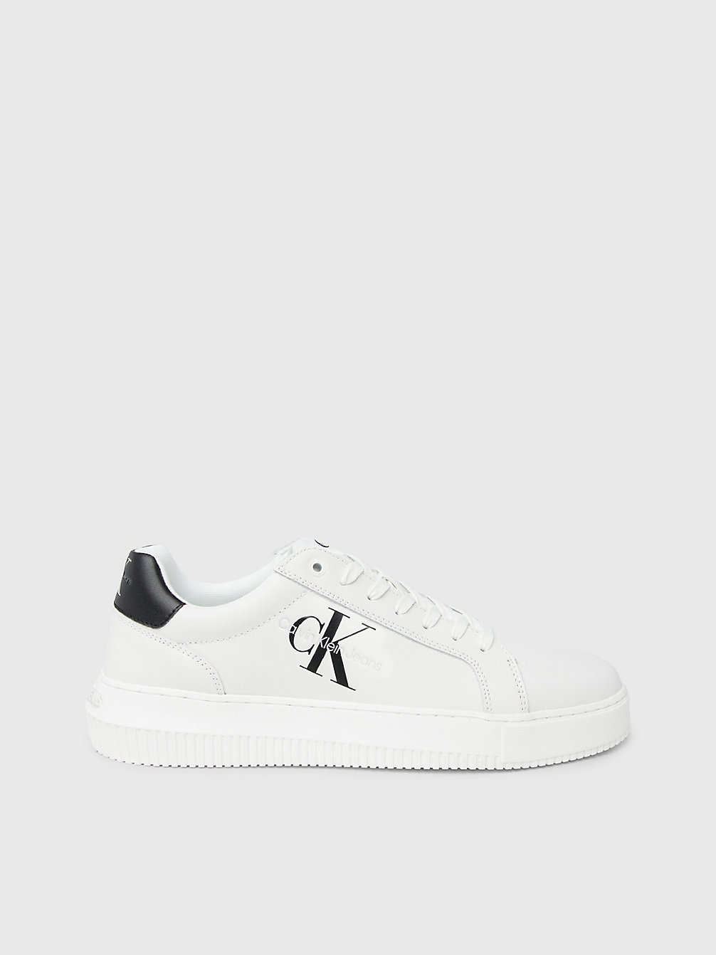WHITE Leather Chunky Trainers undefined men Calvin Klein