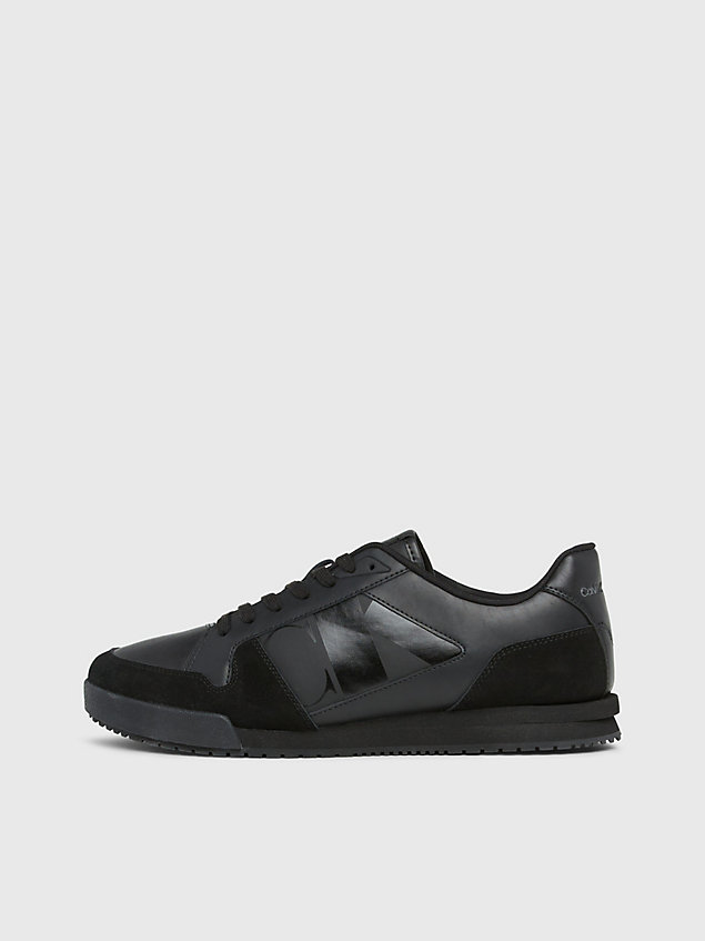 black leather trainers for men calvin klein jeans