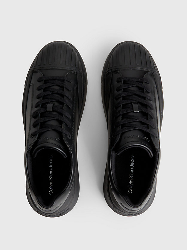TRIPLE BLACK Leather Trainers for men CALVIN KLEIN JEANS