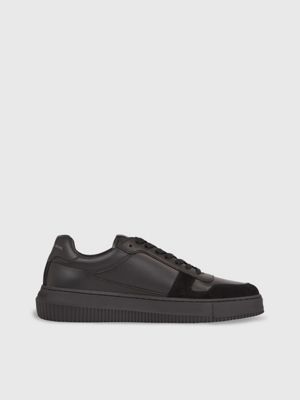 mens black trainers leather