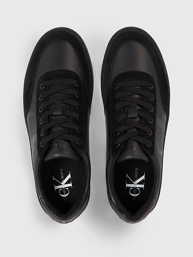baskets en cuir avec logo black pour hommes calvin klein jeans