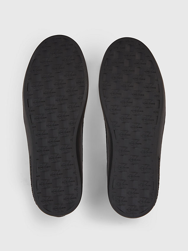 black skórzane tenisówki z logo dla mężczyźni - calvin klein jeans