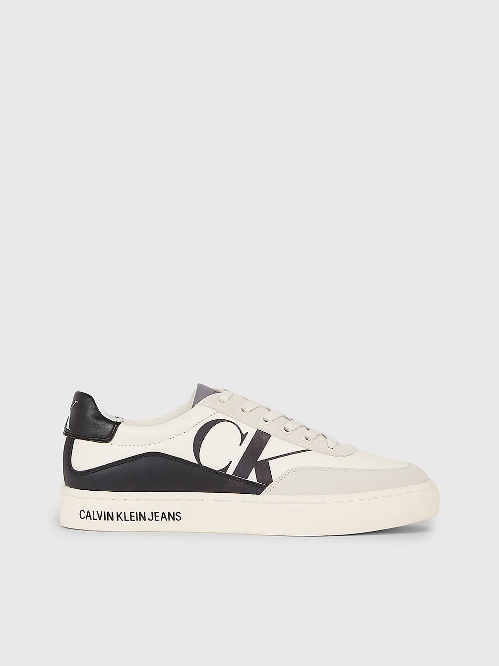 Sneaker In Pelle Con Logo > CREAMY WHITE/BLACK > undefined uomo > Calvin Klein