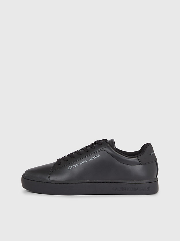 TRIPLE BLACK Leather Trainers for men CALVIN KLEIN JEANS