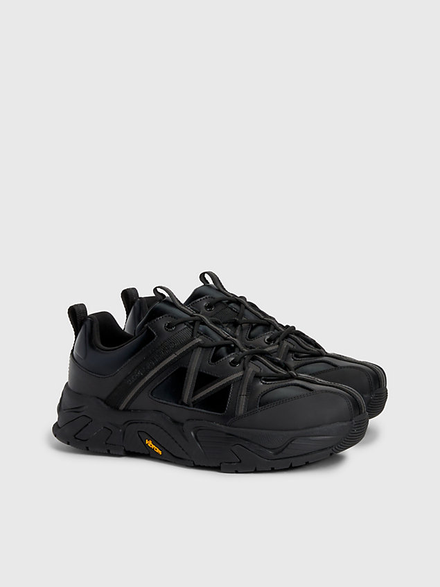 black leather vibram® chunky trainers for men calvin klein jeans