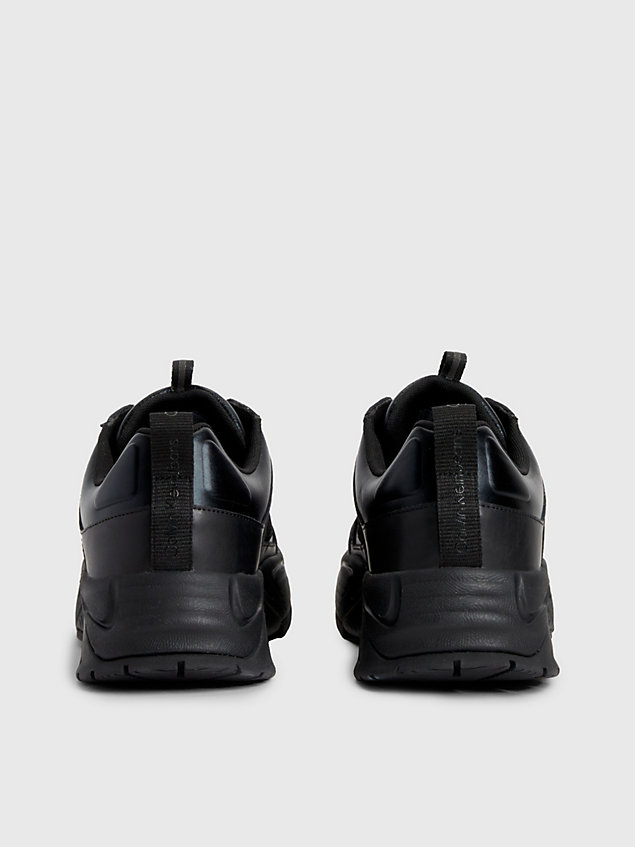 black skórzane buty sportowe na grubej podeszwie vibram® dla mężczyźni - calvin klein jeans