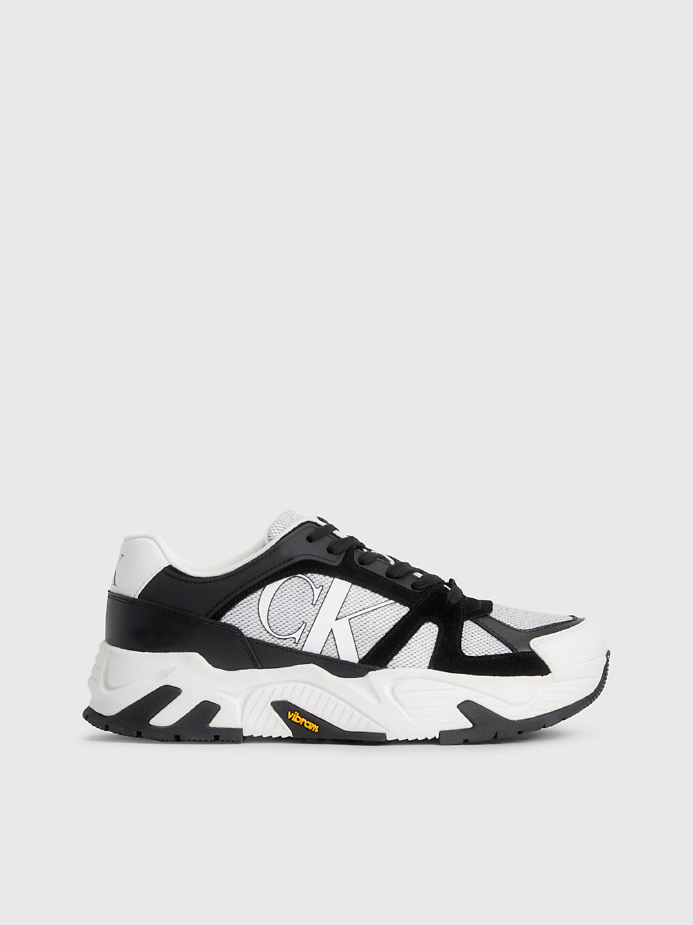 BRIGHT WHITE / BLACK Leather Vibram® Chunky Trainers undefined men Calvin Klein