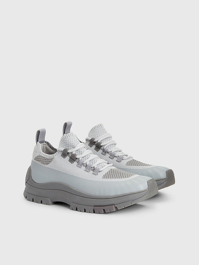 grey buty sportowe ze splotem dla mężczyźni - calvin klein jeans