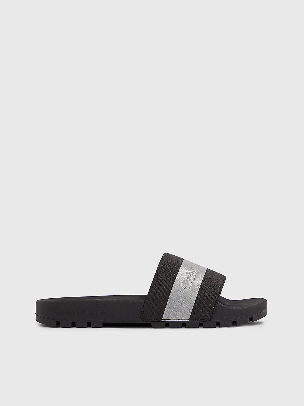 BLACK/REFLECTIVE TAPE Recycled Sliders undefined men Calvin Klein