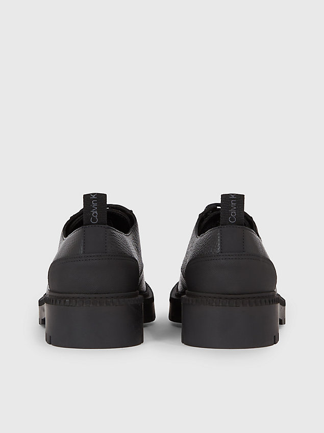black skórzane buty sznurowane dla mężczyźni - calvin klein jeans