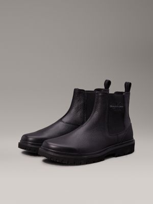 triple black leather chelsea boots for men calvin klein jeans