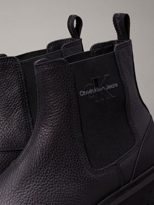 triple black leather chelsea boots for men calvin klein jeans