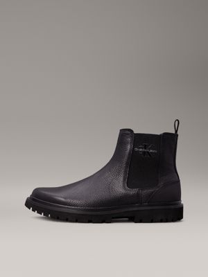 triple black leather chelsea boots for men calvin klein jeans