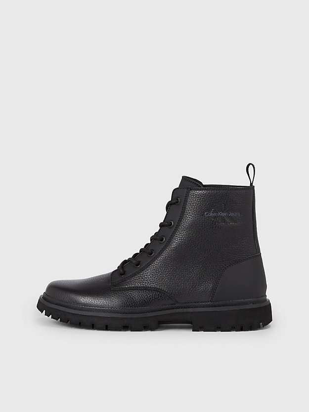 triple black leather boots for men calvin klein jeans