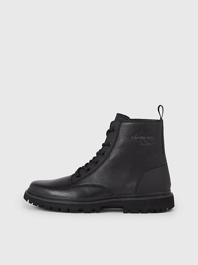black skórzane buty za kostkę dla mężczyźni - calvin klein jeans