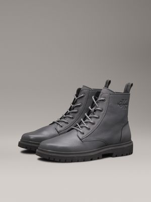 charcoal grey leather boots for men calvin klein jeans