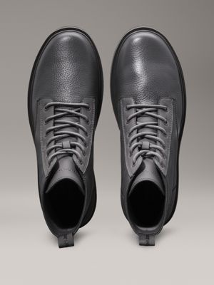 charcoal grey leather boots for men calvin klein jeans