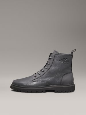 charcoal grey leather boots for men calvin klein jeans