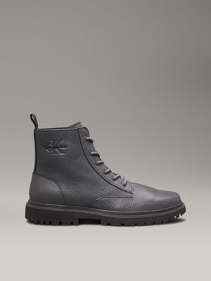 grey leather boots for men calvin klein jeans