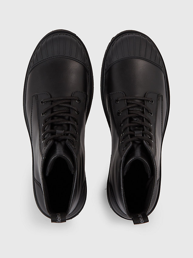 black skórzane buty za kostkę dla mężczyźni - calvin klein jeans