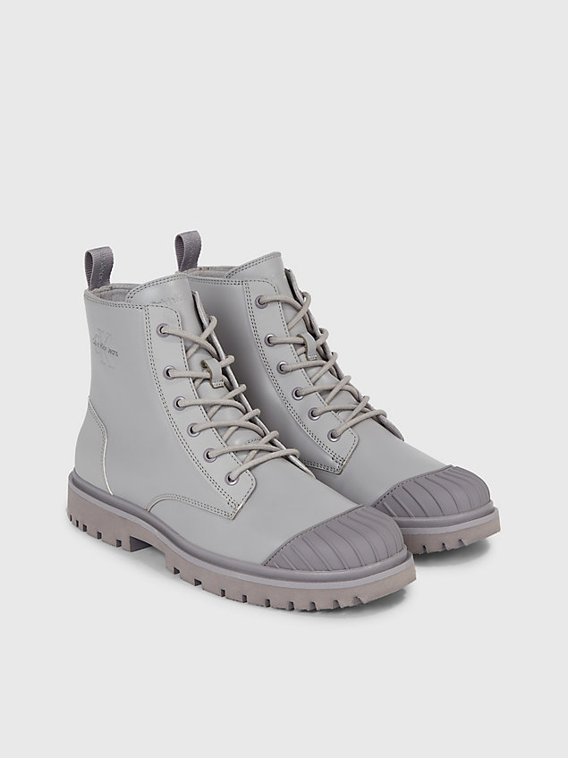 grey skórzane buty za kostkę dla mężczyźni - calvin klein jeans