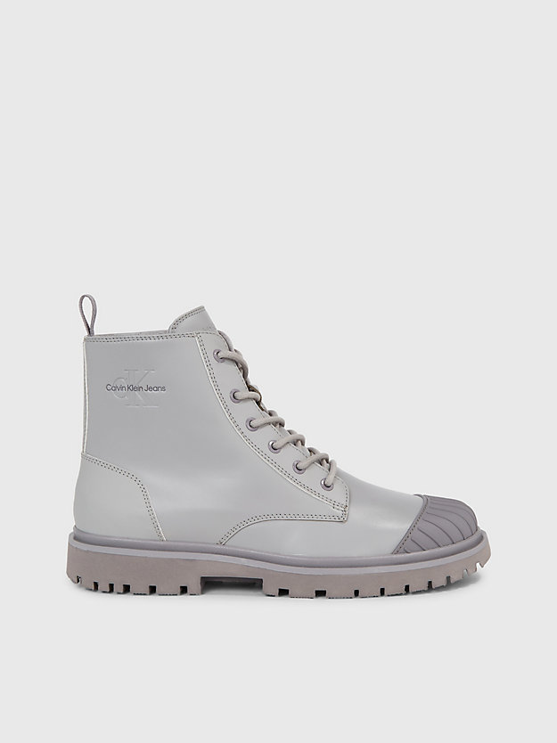 formal grey/stormfront leather boots for men calvin klein jeans