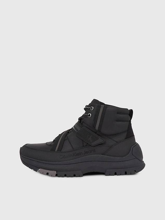 black leather hybrid boots for men calvin klein jeans