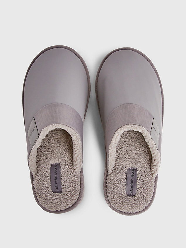 grey faux leather mule slippers for men calvin klein jeans