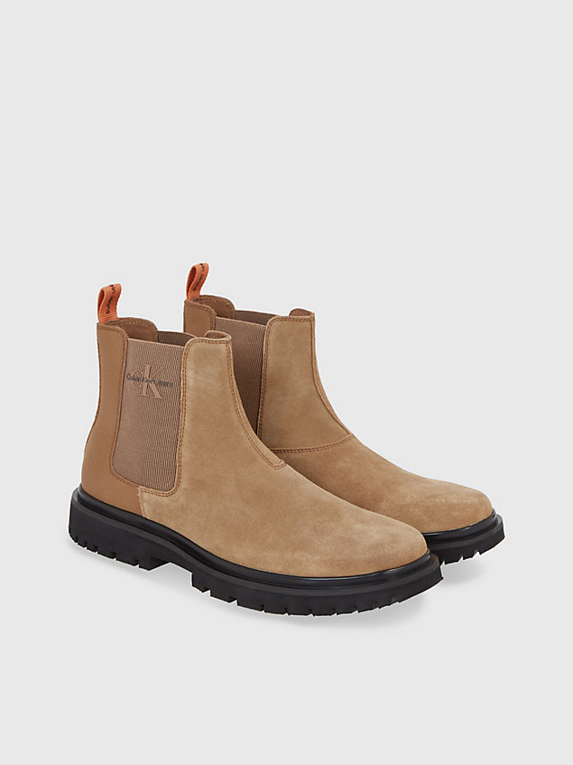 brown suede chelsea boots for men calvin klein jeans