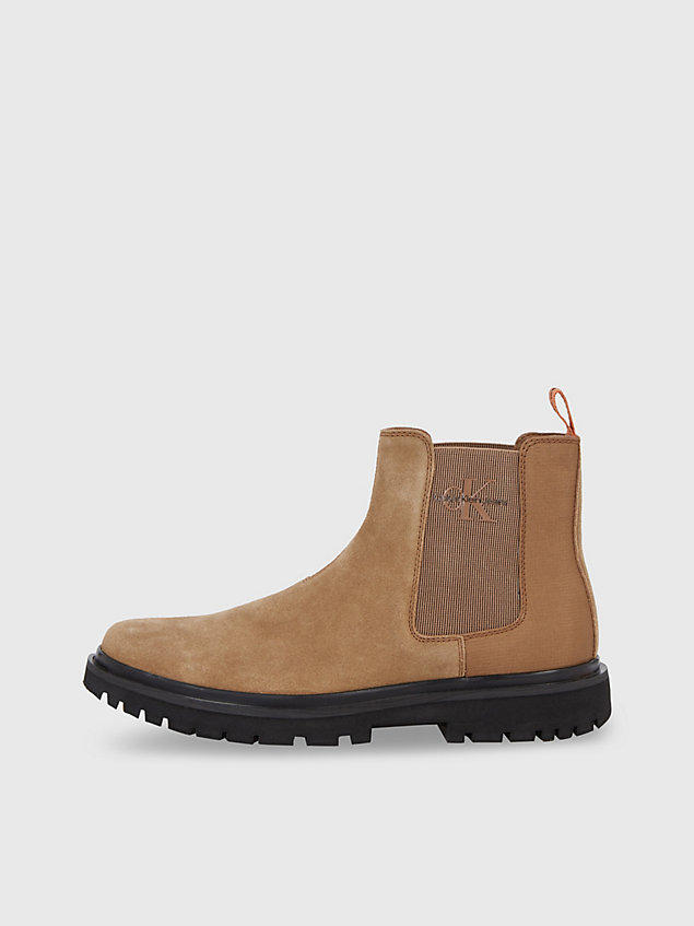 brown suede chelsea boots for men calvin klein jeans