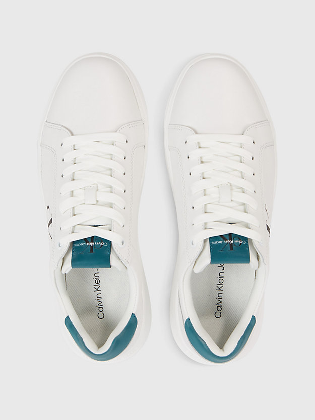 bright white/atlantic deep leder-sneakers für herren - calvin klein jeans