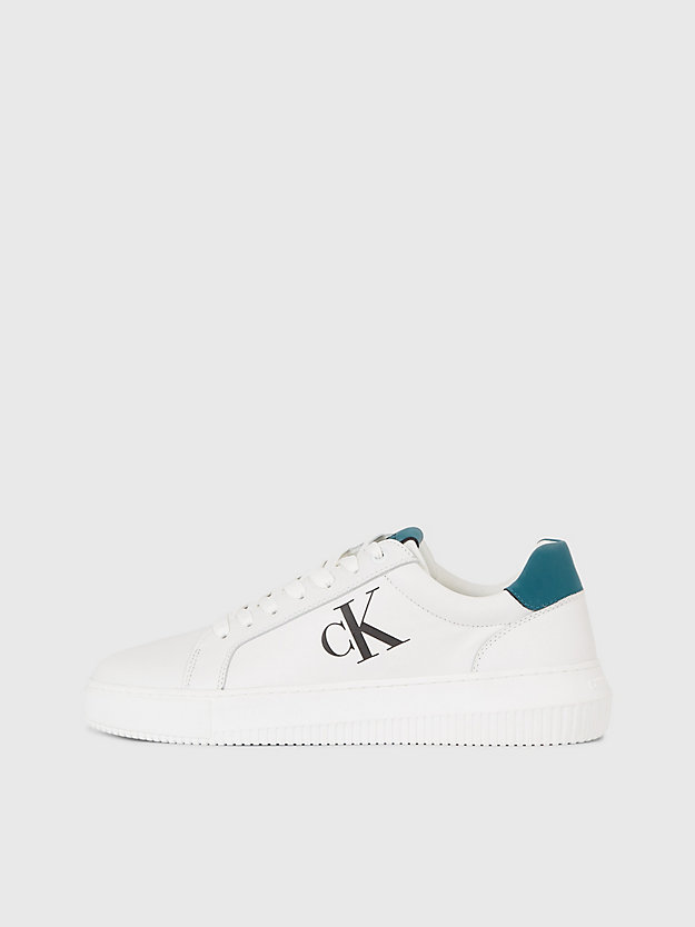 bright white/atlantic deep leather trainers for men calvin klein jeans