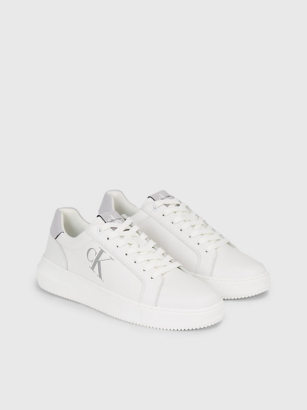 bright white/formal gray leather trainers for men calvin klein jeans