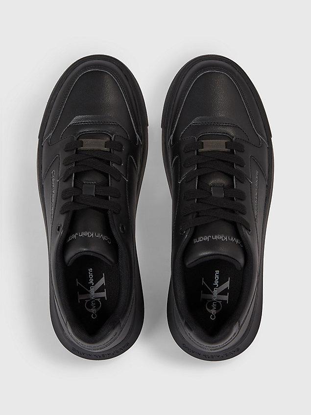 black faux leather trainers for men calvin klein jeans