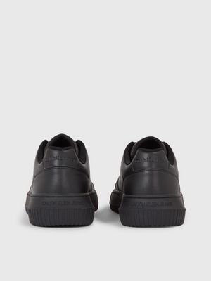 Calvin klein clearance black leather trainers