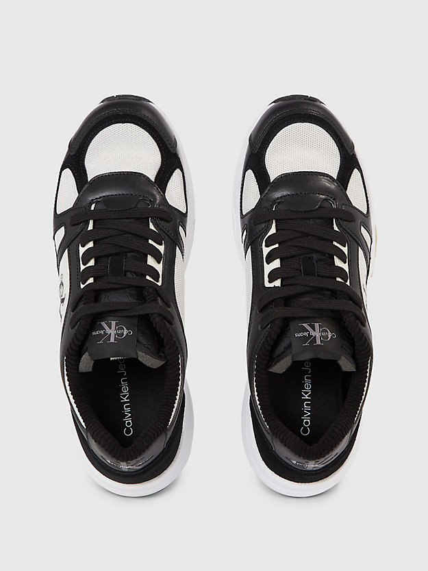 black/creamy white leather trainers for men calvin klein jeans
