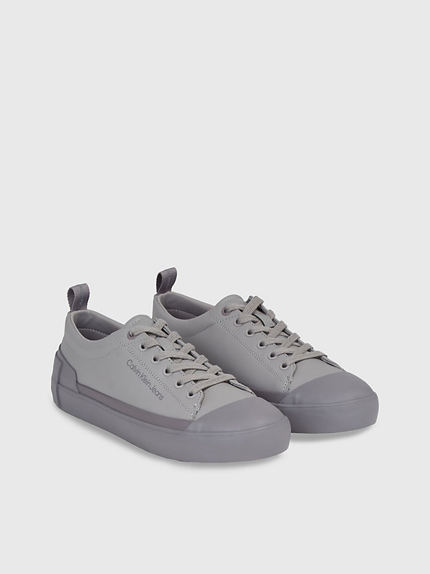formal grey/stormfront leder-sneakers für herren - calvin klein jeans