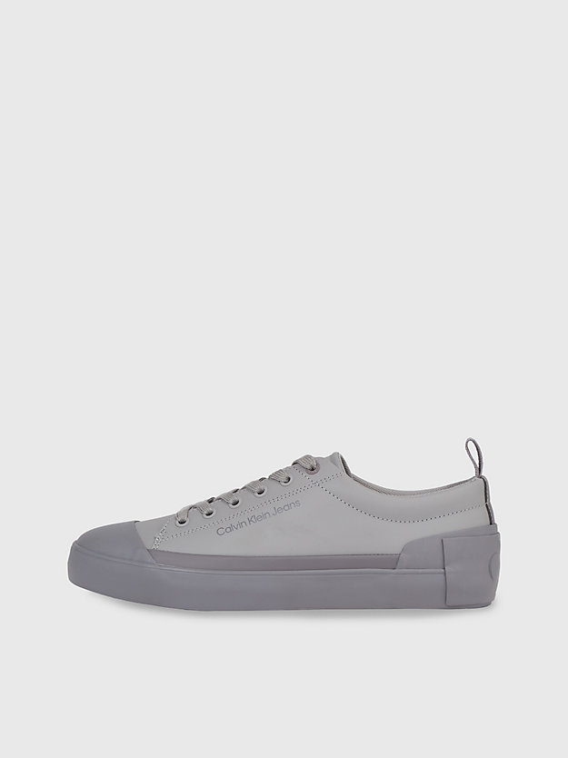 formal grey/stormfront leder-sneakers für herren - calvin klein jeans
