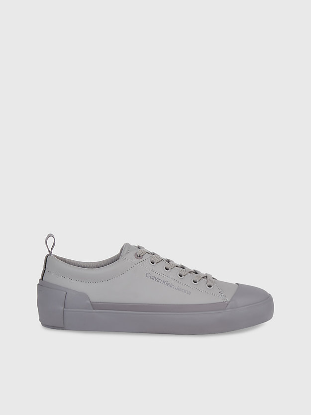 formal grey/stormfront leather trainers for men calvin klein jeans