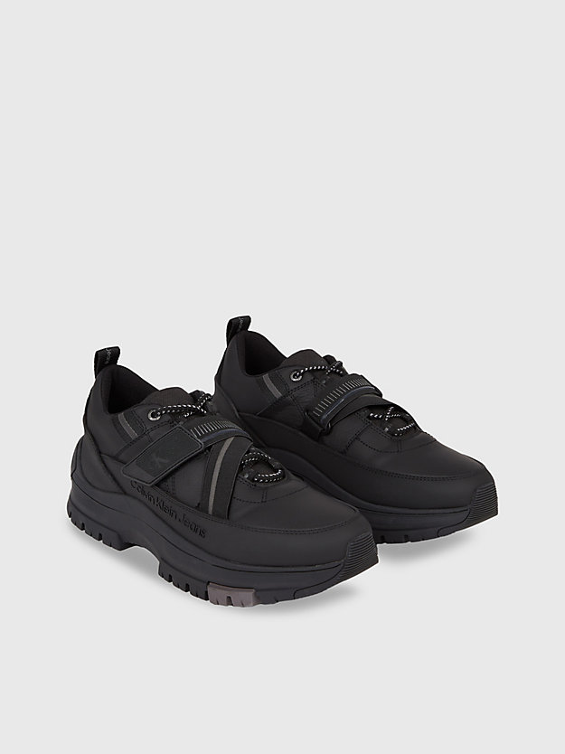black/stormfront leather trainers for men calvin klein jeans