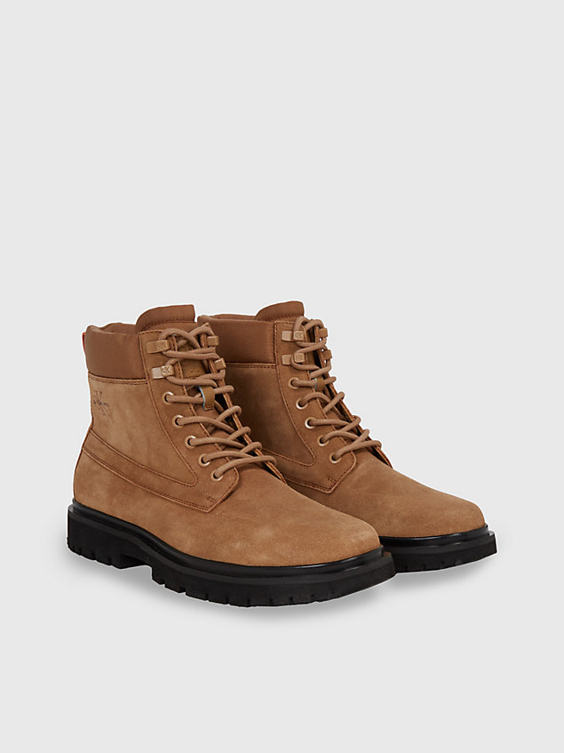 brown zamszowe buty za kostkę dla mężczyźni - calvin klein jeans