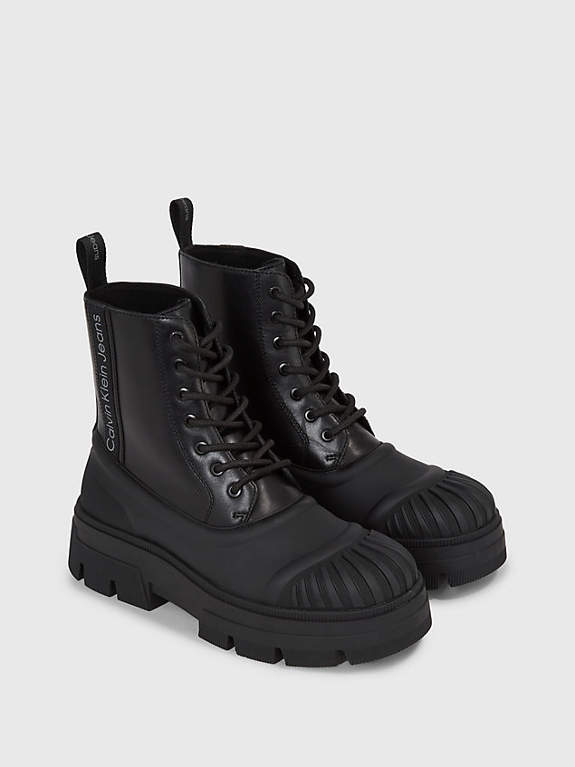 black leder-boots mit plateau-sohle für herren - calvin klein jeans
