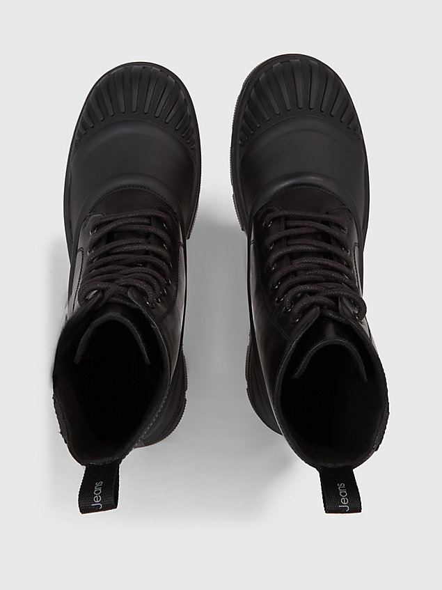 black skórzane buty za kostkę na platformie dla mężczyźni - calvin klein jeans