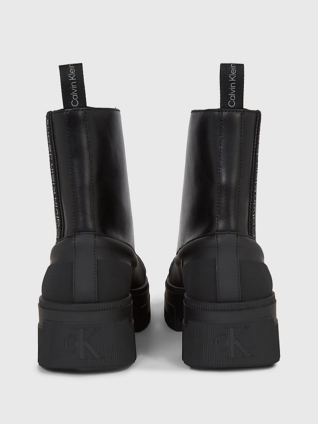 black leather platform boots for men calvin klein jeans