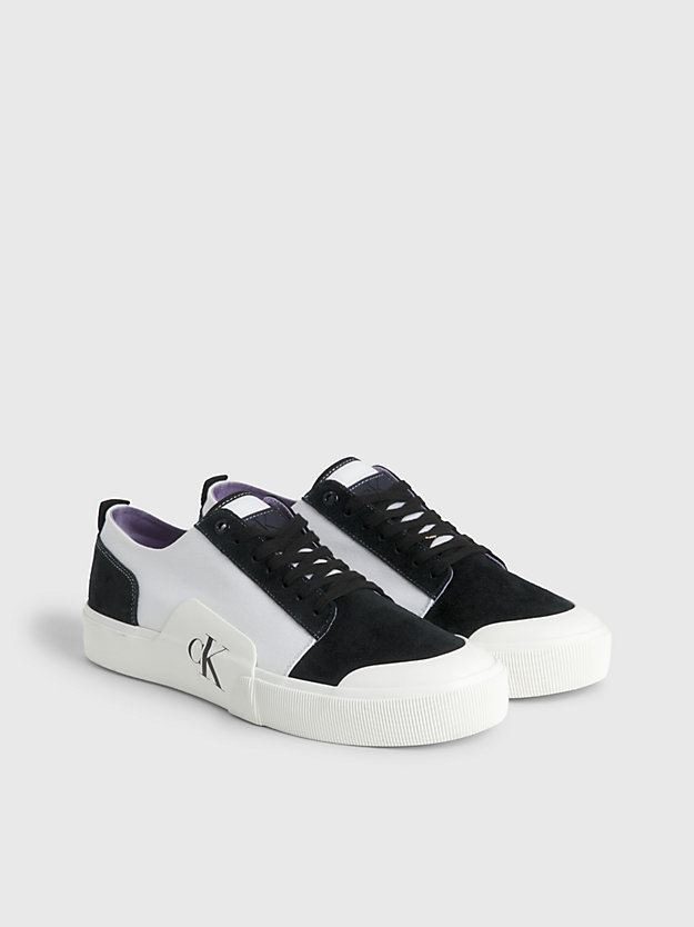 black/white suede trainers for men calvin klein jeans