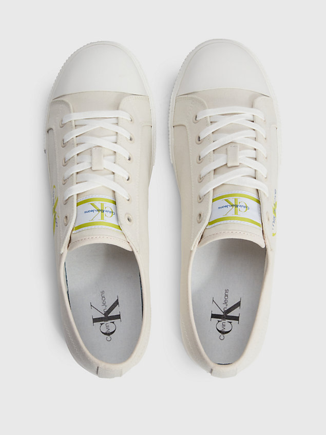 white recycled canvas trainers - pride for men calvin klein jeans