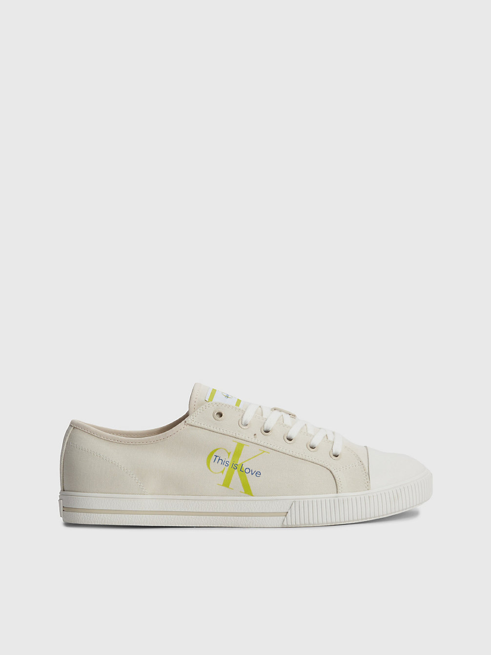 CREAMY WHITE Recycled Canvas Trainers - Pride undefined men Calvin Klein