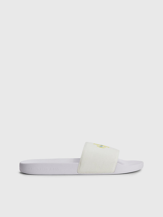 tongs avec logo en toile recyclée - pride white pour hommes calvin klein jeans
